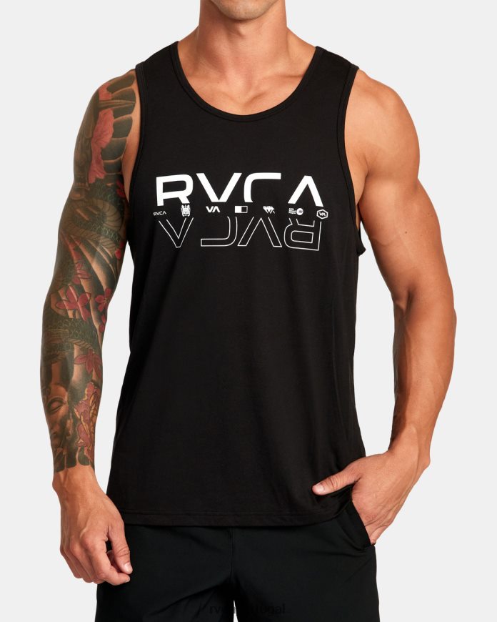roupas RVCA homens tanque duplo dividido preto N00F2H282