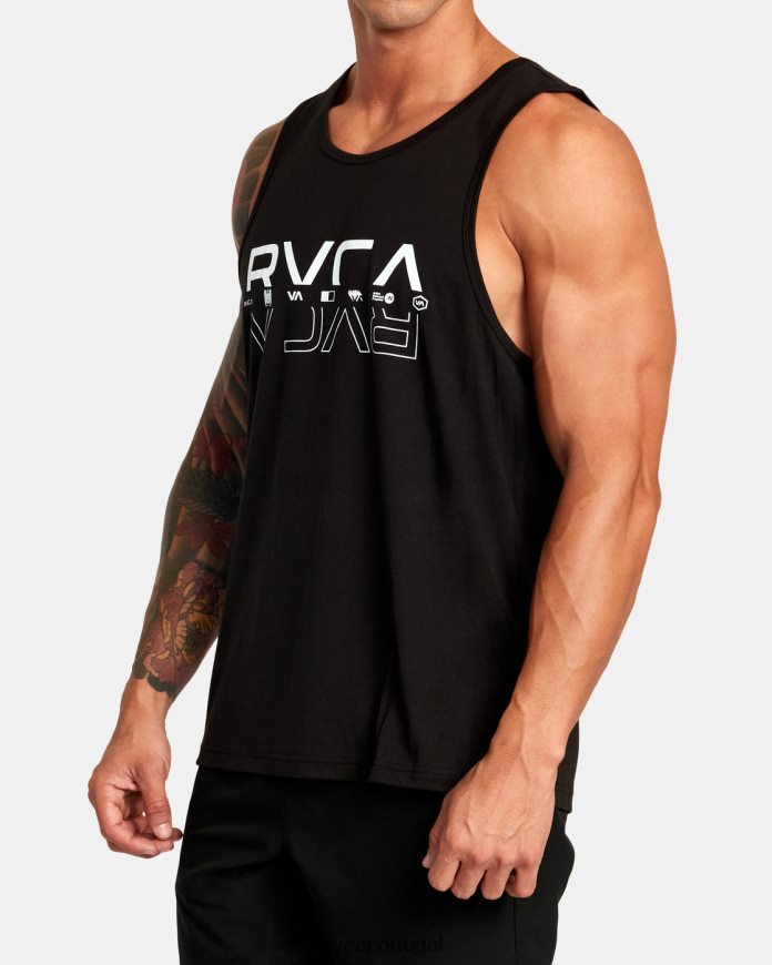 roupas RVCA homens tanque duplo dividido preto N00F2H282