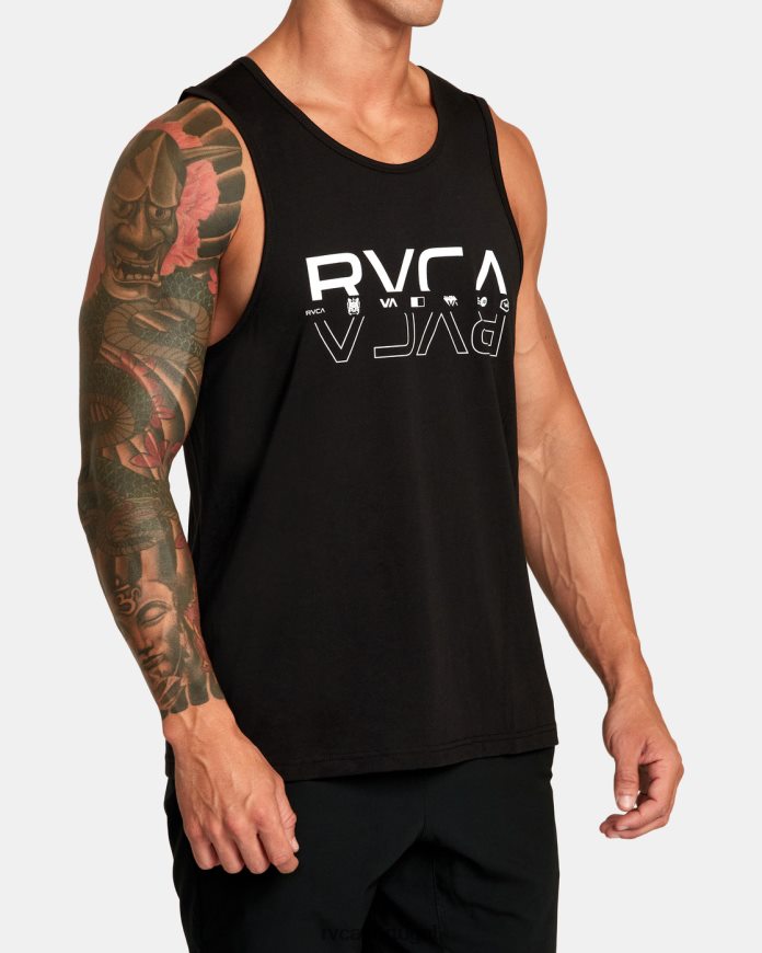 roupas RVCA homens tanque duplo dividido preto N00F2H282