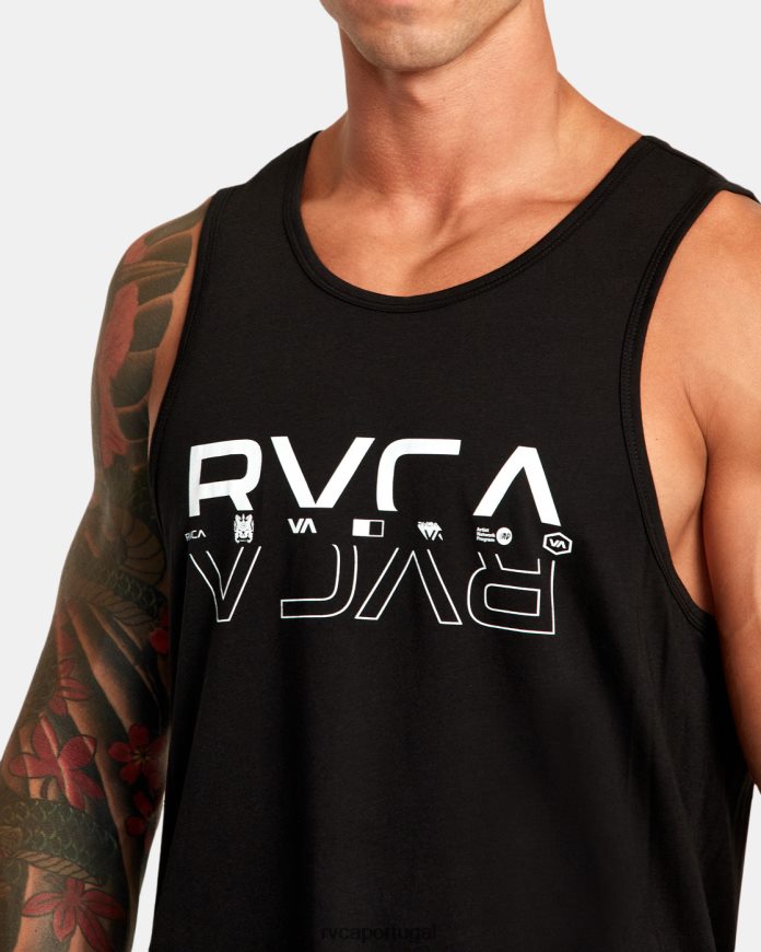 roupas RVCA homens tanque duplo dividido preto N00F2H282