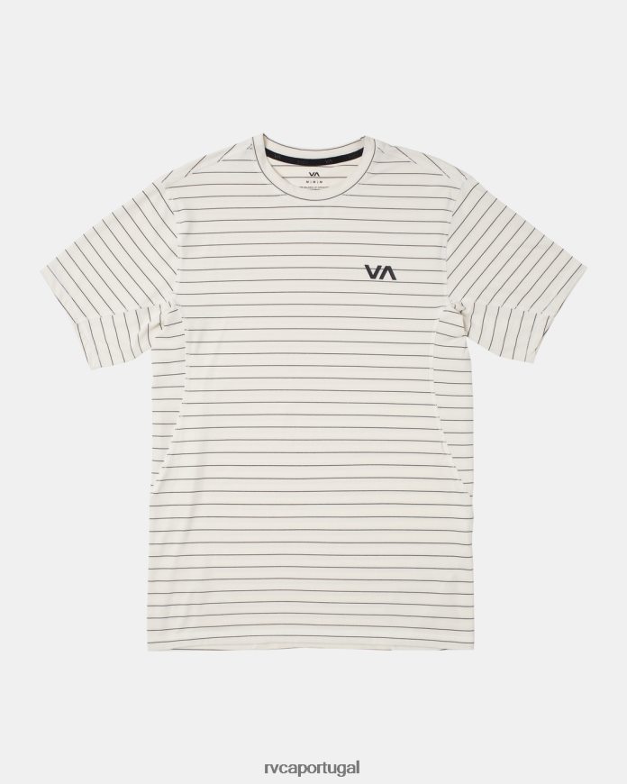 roupas RVCA homens top técnico de manga curta com listra esportiva e ventilação off white N00F2H958