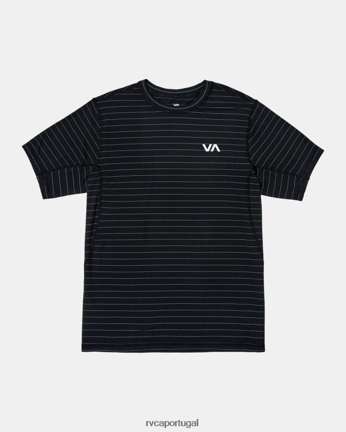 roupas RVCA homens top técnico de manga curta com listra esportiva e ventilação preto N00F2H784