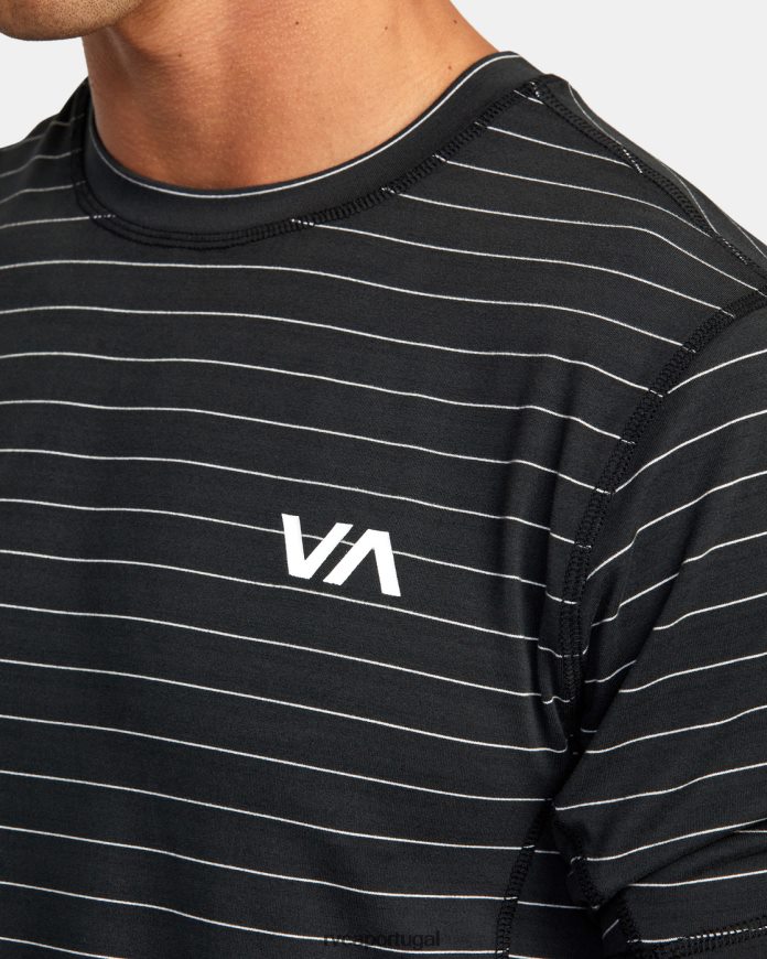 roupas RVCA homens top técnico de manga curta com listra esportiva e ventilação preto N00F2H784