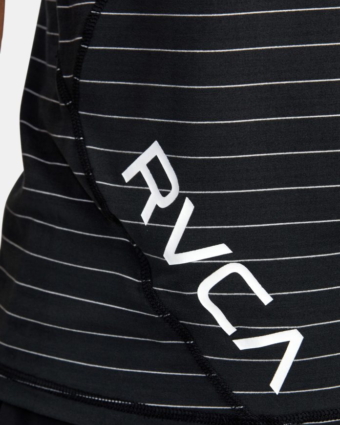 roupas RVCA homens top técnico de manga curta com listra esportiva e ventilação preto N00F2H784