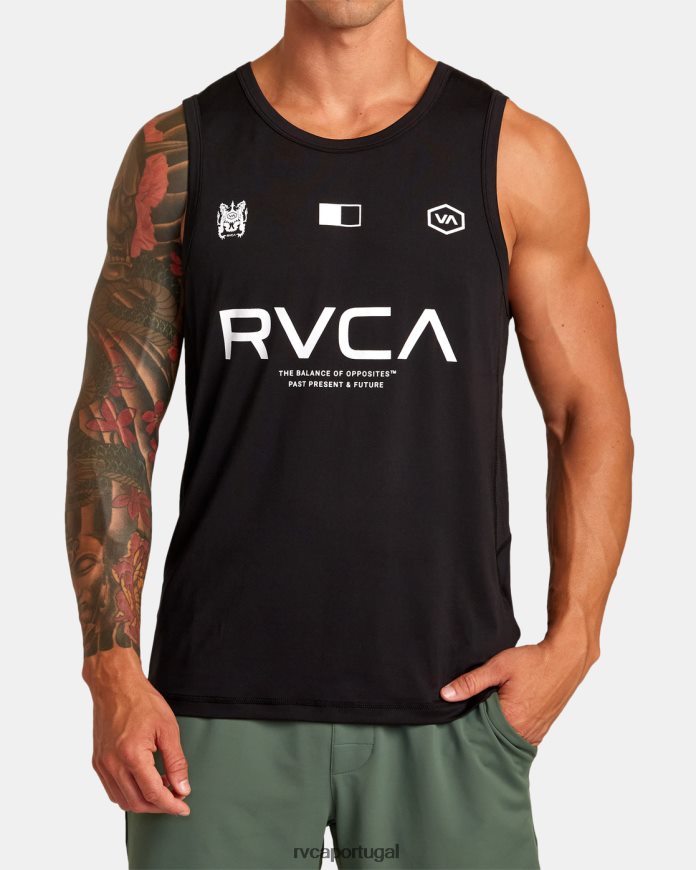 roupas RVCA homens vent va esporte distintivo tanque de treinamento técnico preto N00F2H304