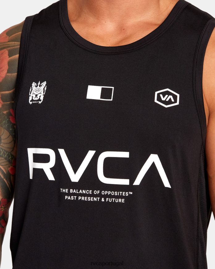 roupas RVCA homens vent va esporte distintivo tanque de treinamento técnico preto N00F2H304