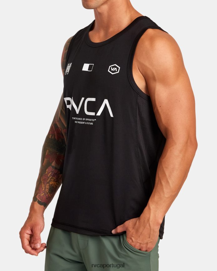 roupas RVCA homens vent va esporte distintivo tanque de treinamento técnico preto N00F2H304