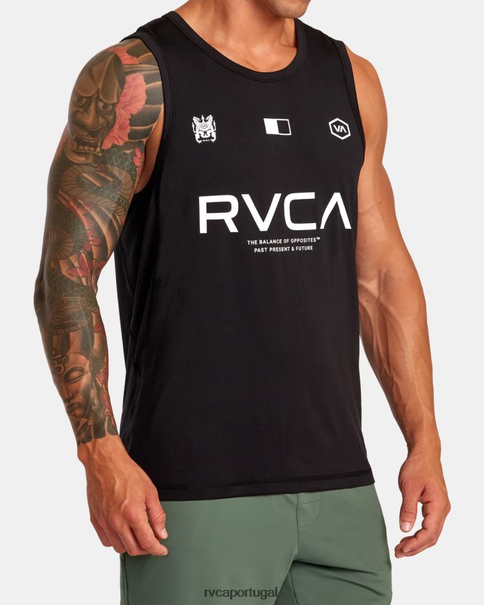 roupas RVCA homens vent va esporte distintivo tanque de treinamento técnico preto N00F2H304
