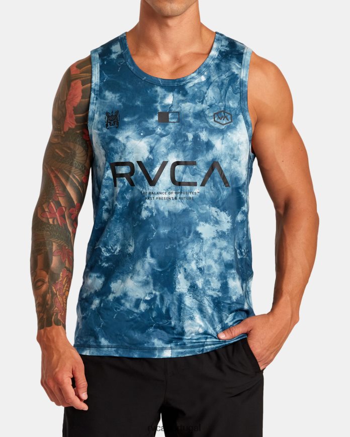roupas RVCA homens vent va esporte distintivo tanque de treinamento técnico tie-dye azul-petróleo N00F2H35