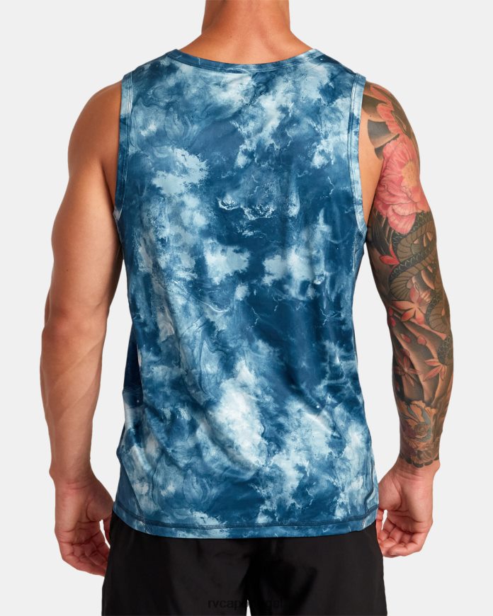 roupas RVCA homens vent va esporte distintivo tanque de treinamento técnico tie-dye azul-petróleo N00F2H35