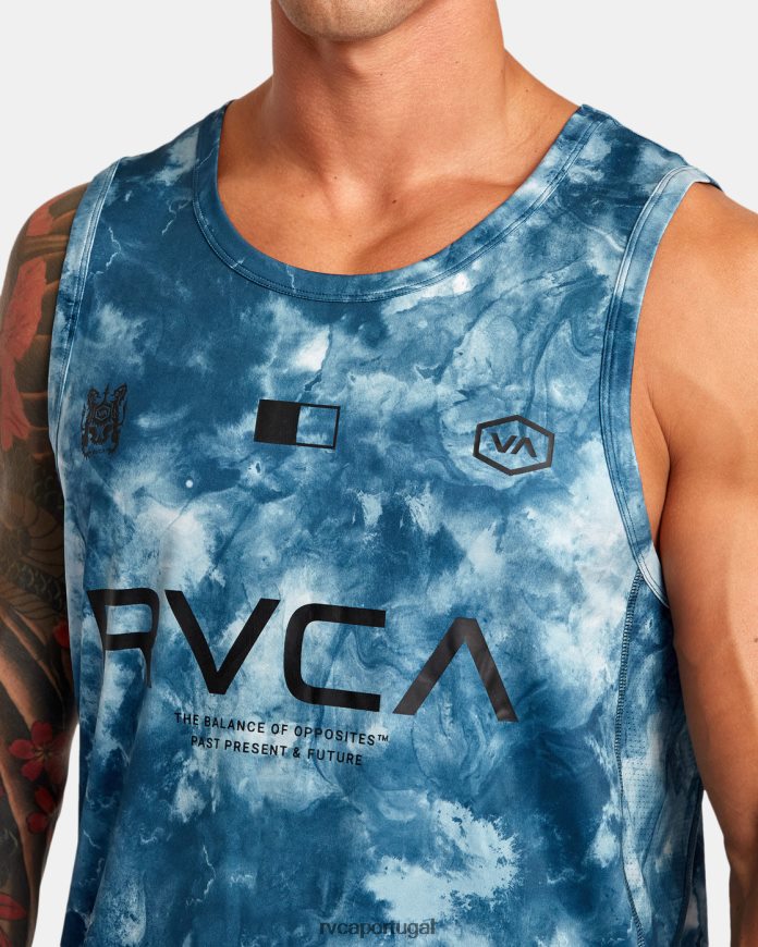 roupas RVCA homens vent va esporte distintivo tanque de treinamento técnico tie-dye azul-petróleo N00F2H35