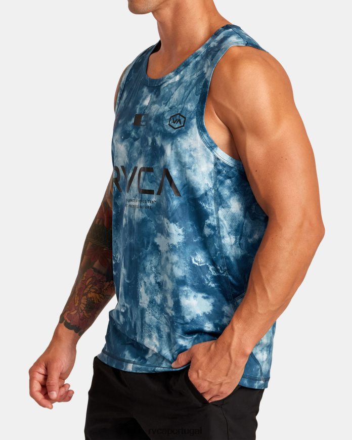roupas RVCA homens vent va esporte distintivo tanque de treinamento técnico tie-dye azul-petróleo N00F2H35