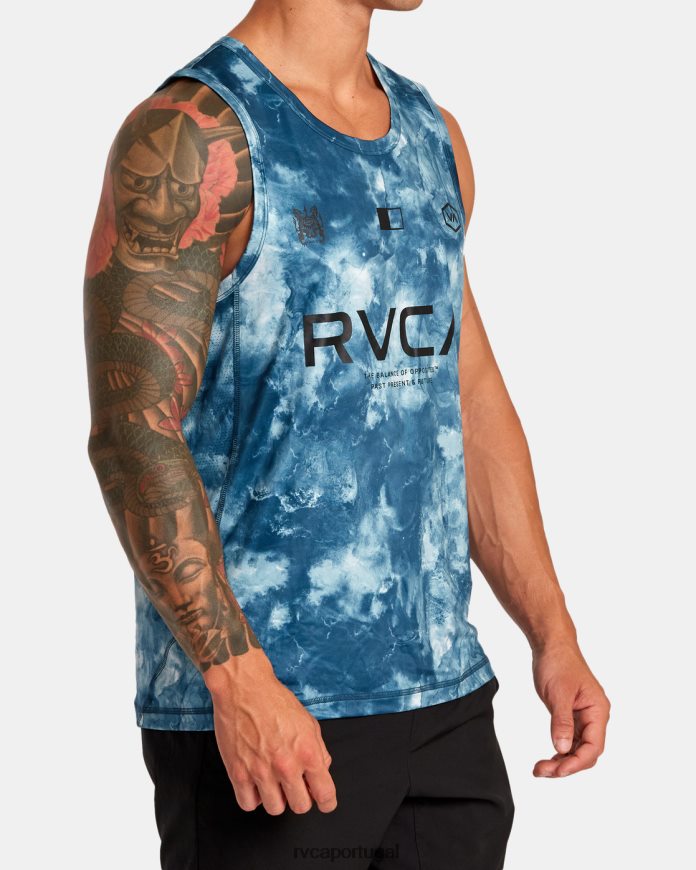 roupas RVCA homens vent va esporte distintivo tanque de treinamento técnico tie-dye azul-petróleo N00F2H35