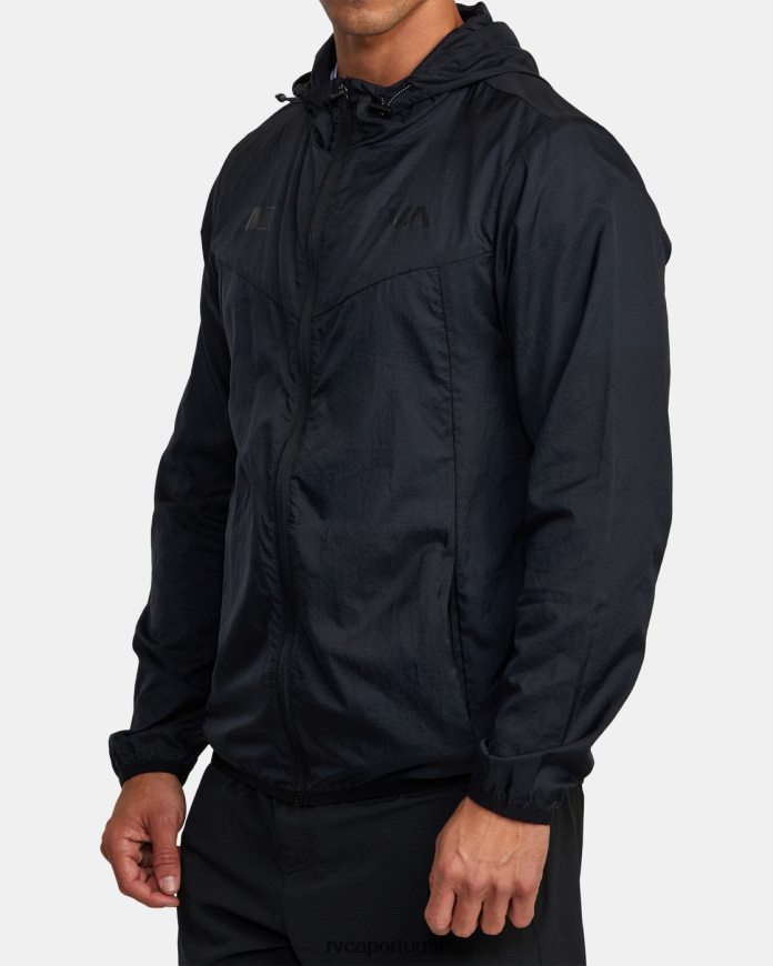 roupas RVCA homens jaqueta de treino leve para corredor preto N00F2H315