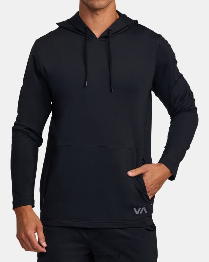 roupas RVCA homens moletom com capuz de treinador preto N00F2H341