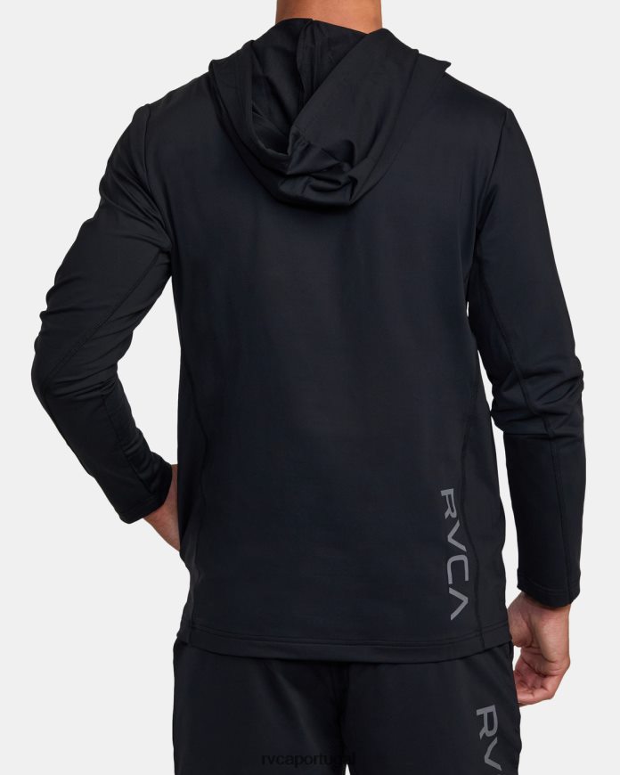 roupas RVCA homens moletom com capuz de treinador preto N00F2H341
