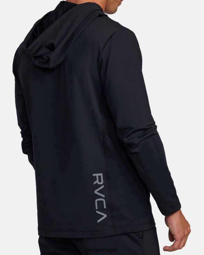 roupas RVCA homens moletom com capuz de treinador preto N00F2H341