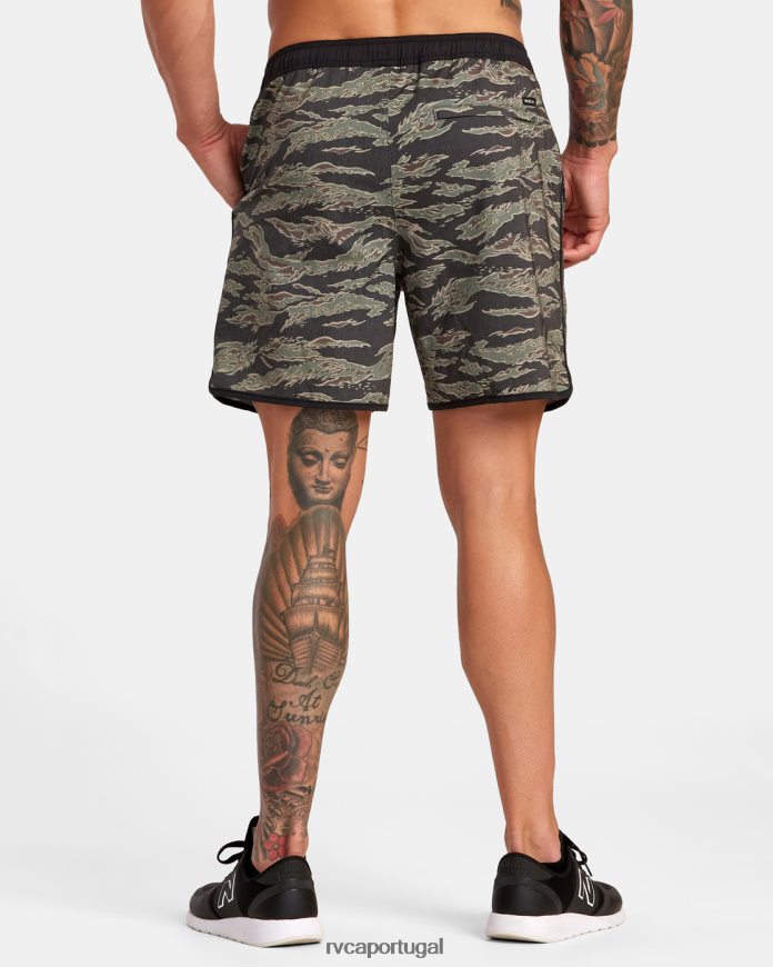 roupas RVCA homens shorts atléticos de cintura elástica híbrida yogger 17 camuflagem de tigre N00F2H285