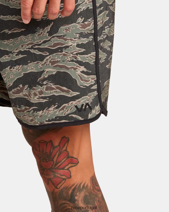 roupas RVCA homens shorts atléticos de cintura elástica híbrida yogger 17 camuflagem de tigre N00F2H285