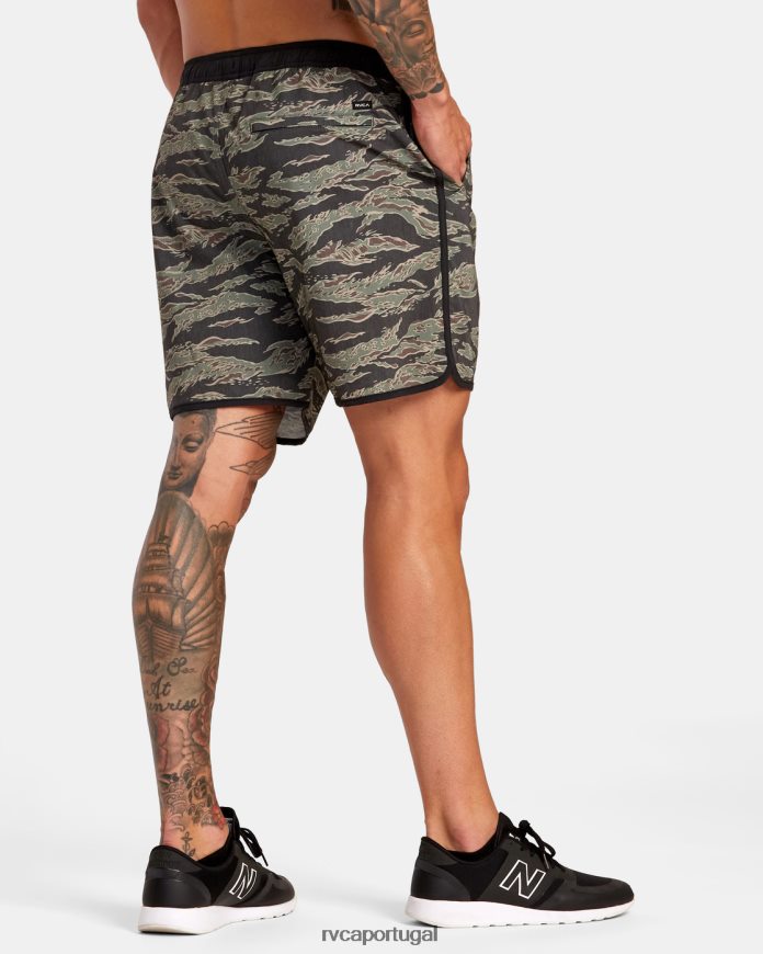 roupas RVCA homens shorts atléticos de cintura elástica híbrida yogger 17 camuflagem de tigre N00F2H285