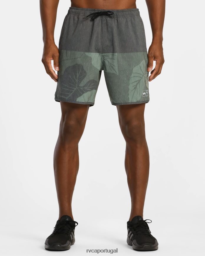 roupas RVCA homens shorts atléticos elásticos híbridos hawaii yogger 17 Oliva N00F2H642