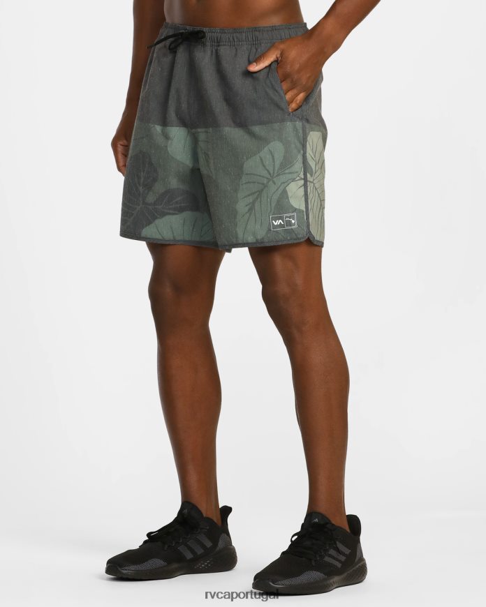 roupas RVCA homens shorts atléticos elásticos híbridos hawaii yogger 17 Oliva N00F2H642