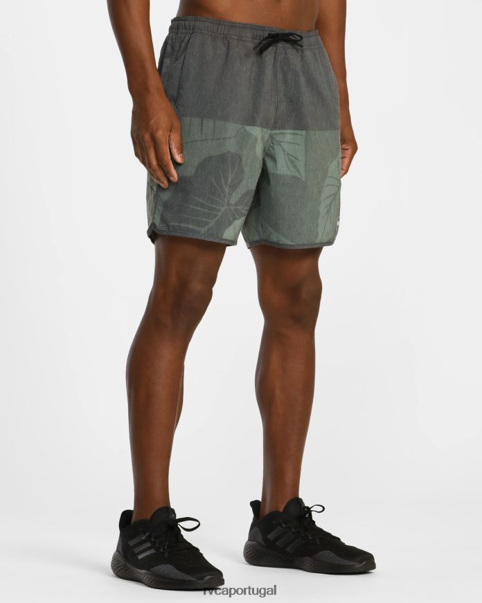 roupas RVCA homens shorts atléticos elásticos híbridos hawaii yogger 17 Oliva N00F2H642