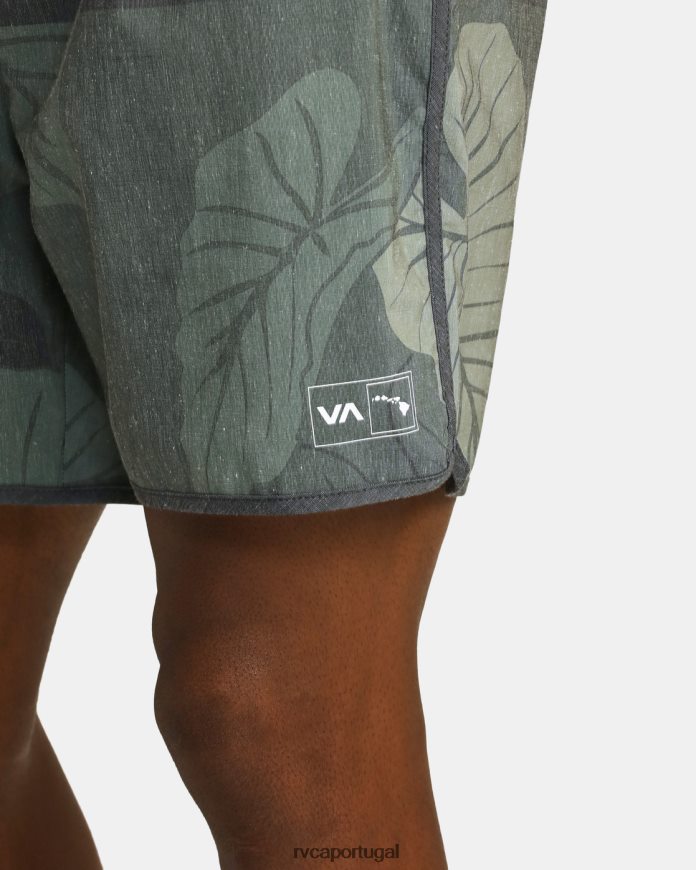 roupas RVCA homens shorts atléticos elásticos híbridos hawaii yogger 17 Oliva N00F2H642
