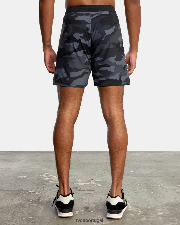 roupas RVCA homens shorts de cintura elástica fight scrapper 15 camuflagem cinza N00F2H953