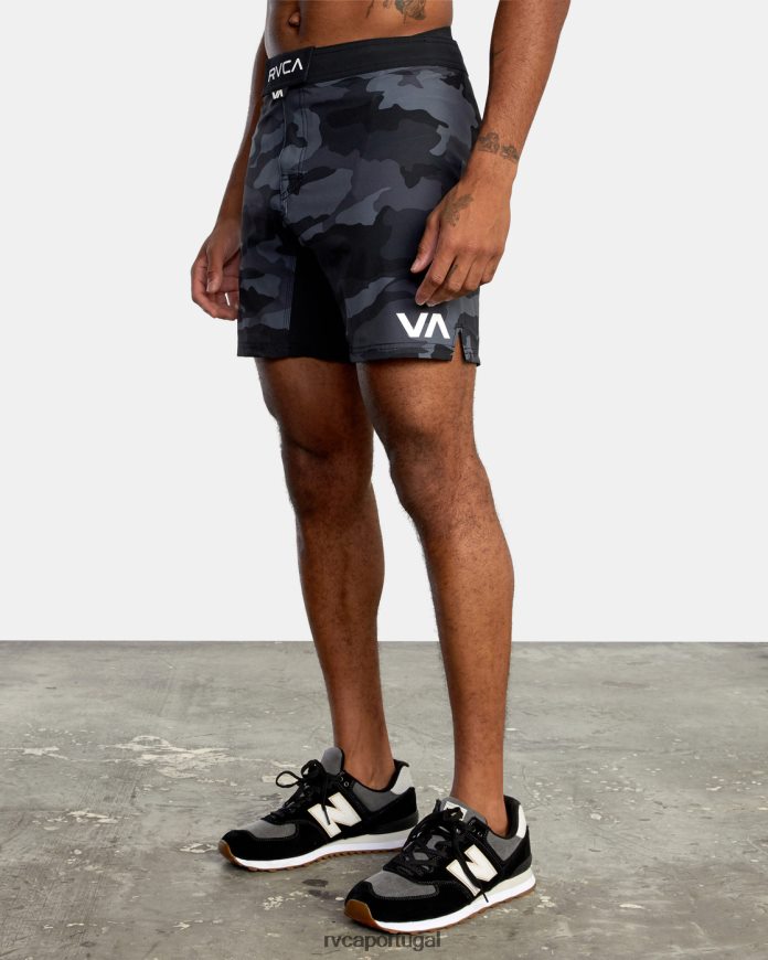 roupas RVCA homens shorts de cintura elástica fight scrapper 15 camuflagem cinza N00F2H953