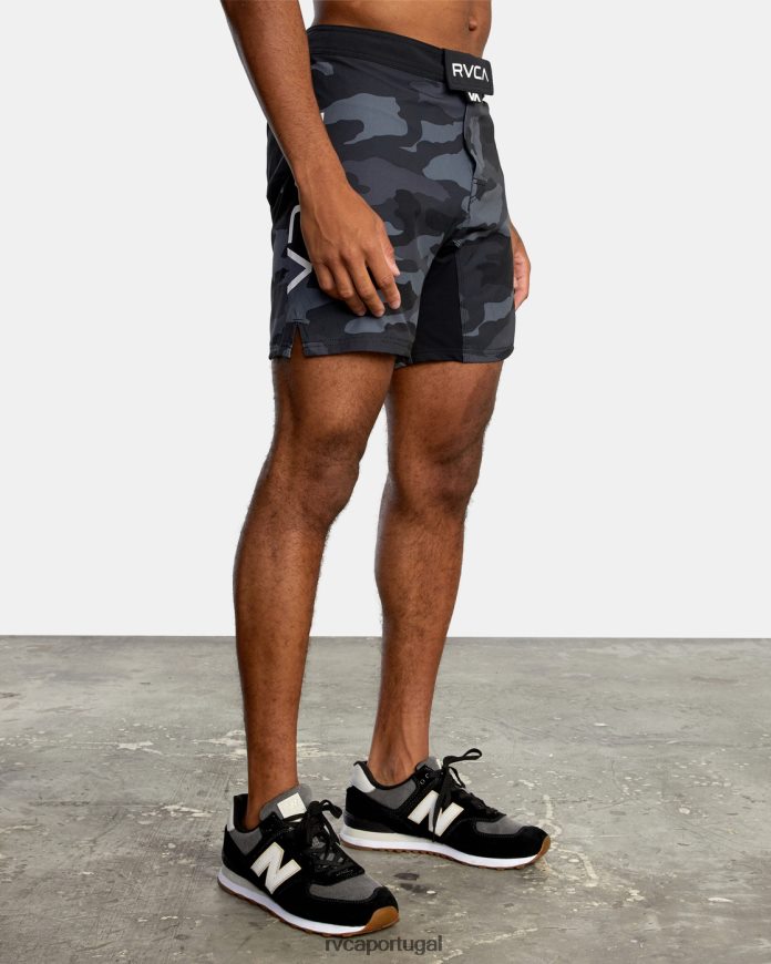 roupas RVCA homens shorts de cintura elástica fight scrapper 15 camuflagem cinza N00F2H953