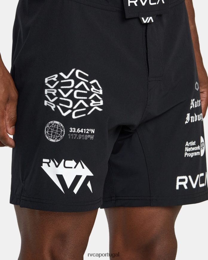 roupas RVCA homens shorts de cintura elástica fight scrapper 15 preto toda marca 2 N00F2H562
