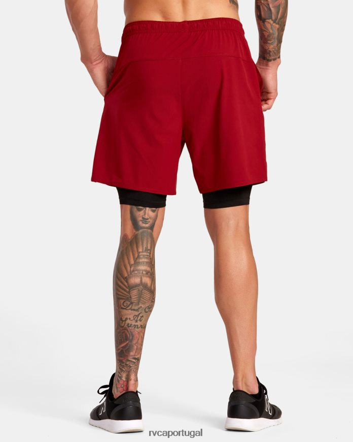 roupas RVCA homens yogger train shorts de treino com cintura elástica 2 em 1 17 cardeal N00F2H220