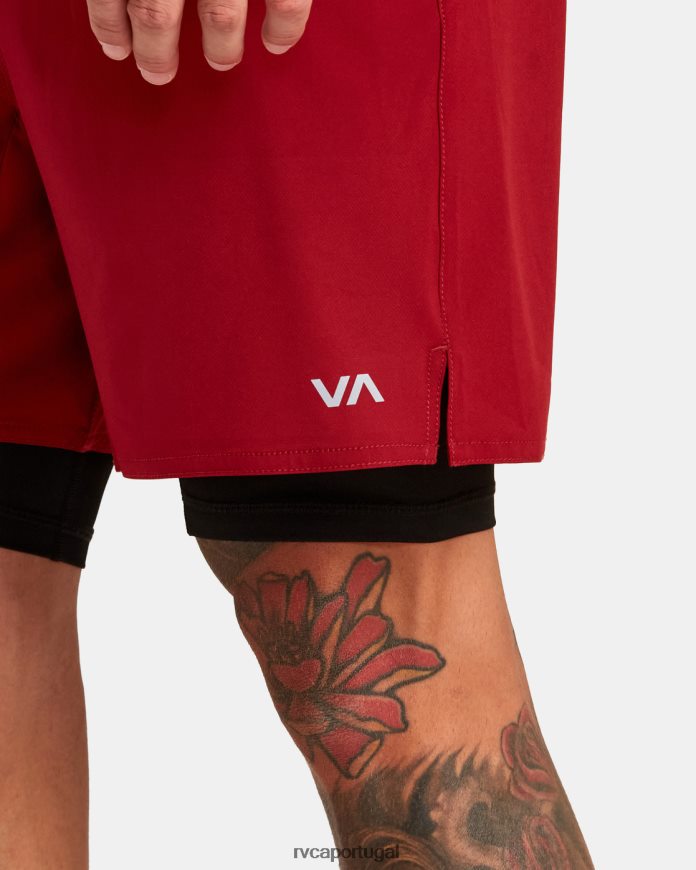 roupas RVCA homens yogger train shorts de treino com cintura elástica 2 em 1 17 cardeal N00F2H220
