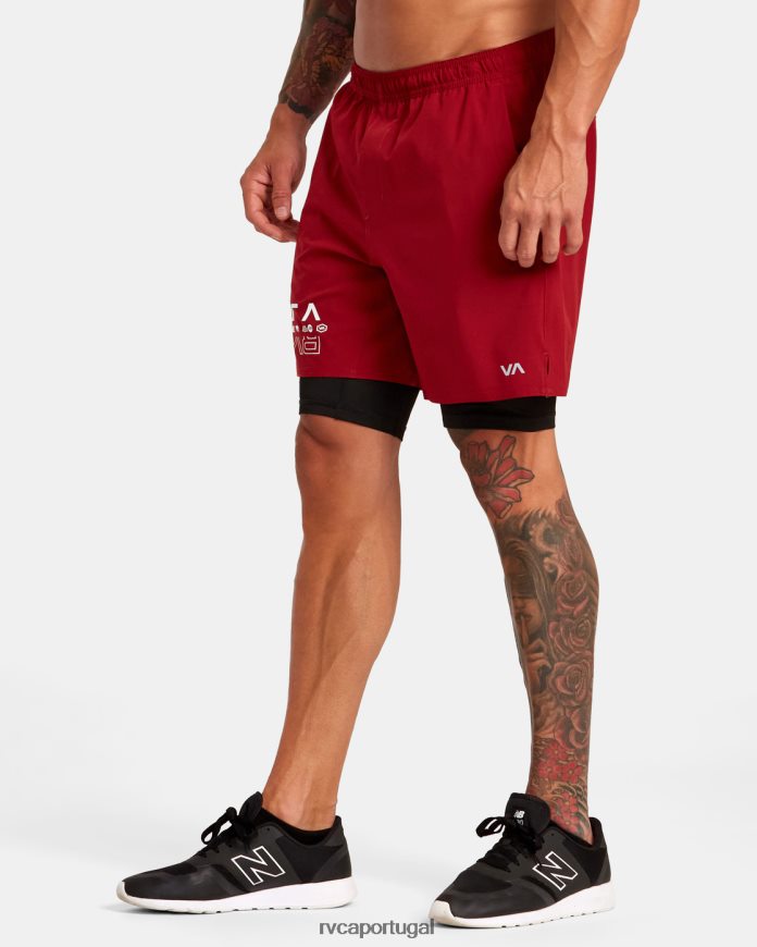 roupas RVCA homens yogger train shorts de treino com cintura elástica 2 em 1 17 cardeal N00F2H220
