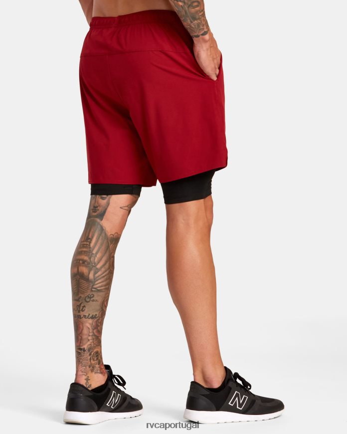 roupas RVCA homens yogger train shorts de treino com cintura elástica 2 em 1 17 cardeal N00F2H220
