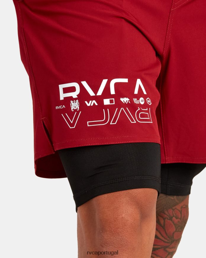 roupas RVCA homens yogger train shorts de treino com cintura elástica 2 em 1 17 cardeal N00F2H220