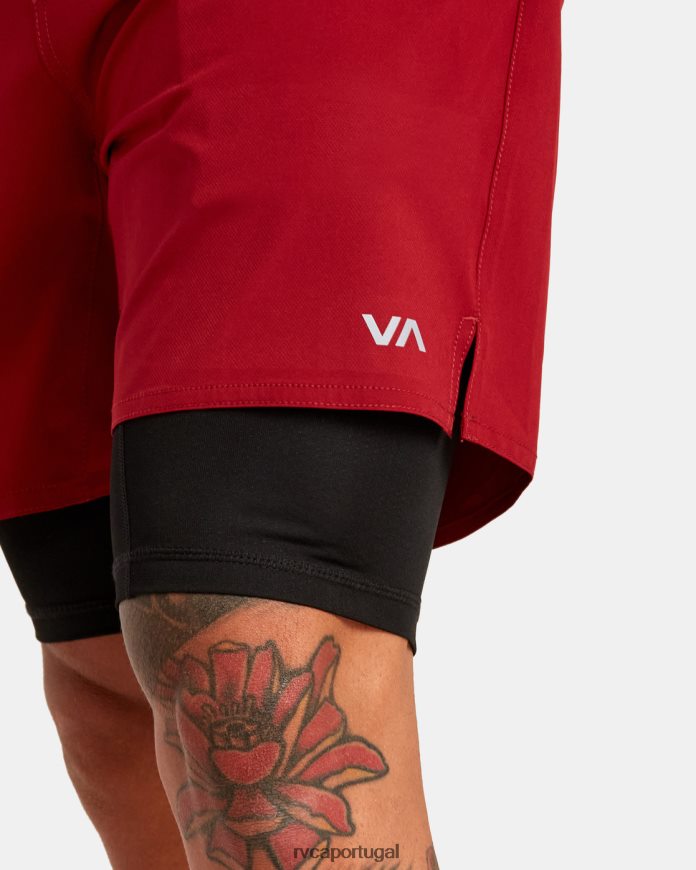 roupas RVCA homens yogger train shorts de treino com cintura elástica 2 em 1 17 cardeal N00F2H220
