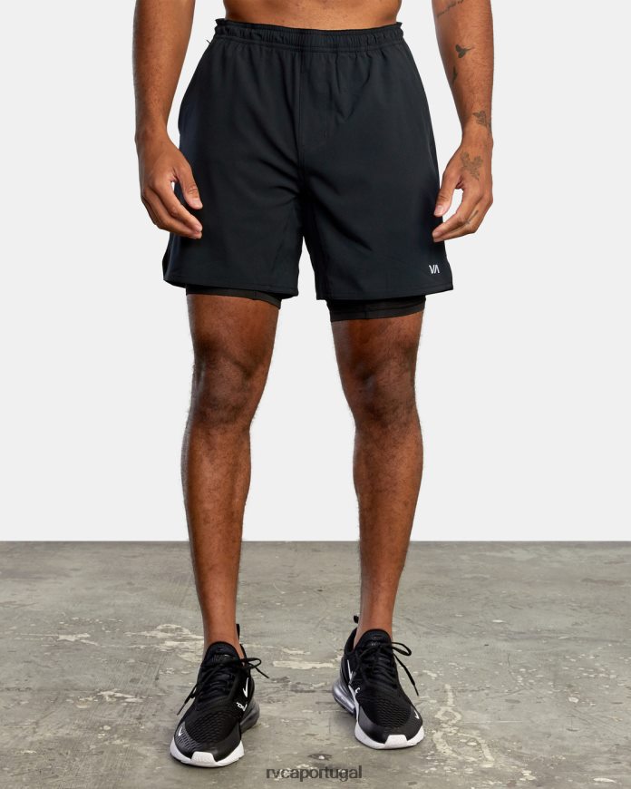 roupas RVCA homens yogger train shorts de treino com cintura elástica 2 em 1 17 multi preto N00F2H845