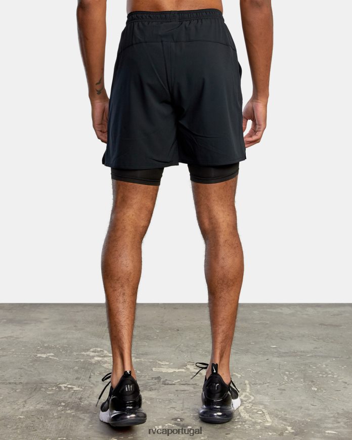 roupas RVCA homens yogger train shorts de treino com cintura elástica 2 em 1 17 multi preto N00F2H845