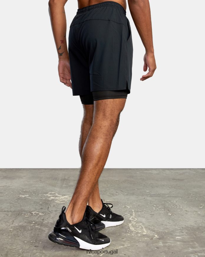 roupas RVCA homens yogger train shorts de treino com cintura elástica 2 em 1 17 multi preto N00F2H845