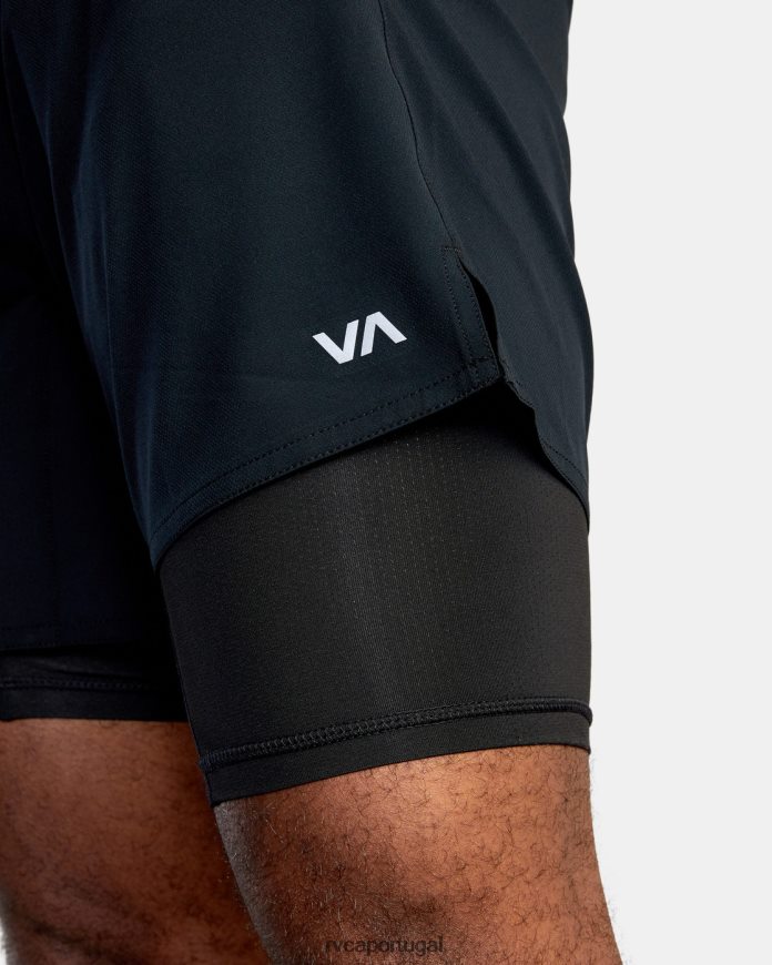 roupas RVCA homens yogger train shorts de treino com cintura elástica 2 em 1 17 multi preto N00F2H845