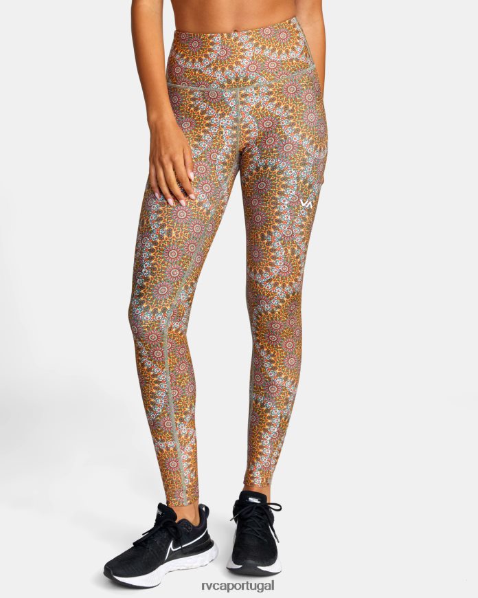 roupas RVCA mulheres kelsey brookes va leggings essenciais ouro muscimol N00F2H1029