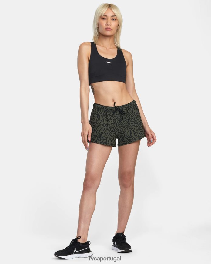 roupas RVCA mulheres shorts esportivos yogger de cintura baixa essencial va azeitona animal N00F2H1661