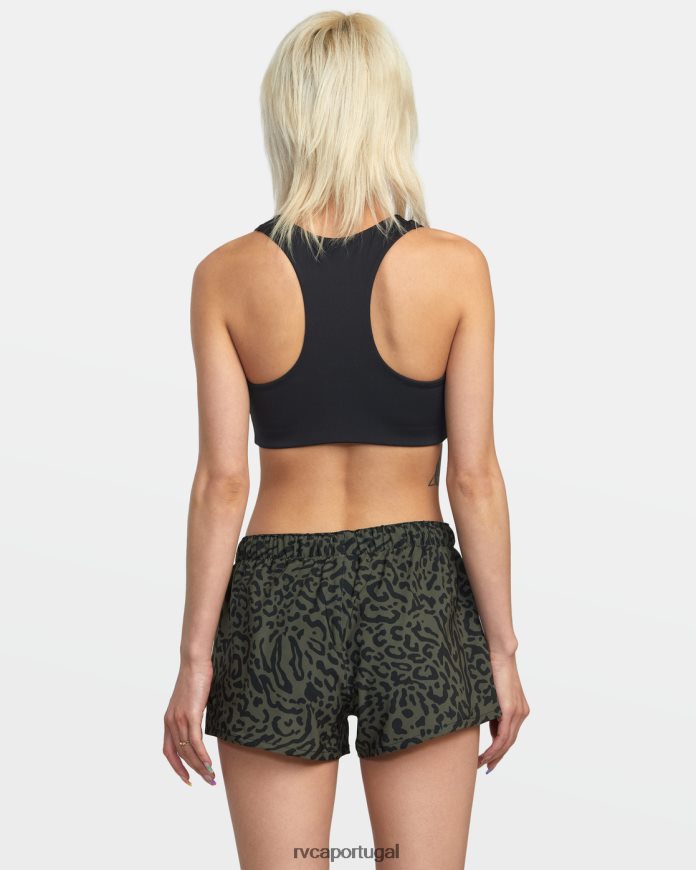 roupas RVCA mulheres shorts esportivos yogger de cintura baixa essencial va azeitona animal N00F2H1661