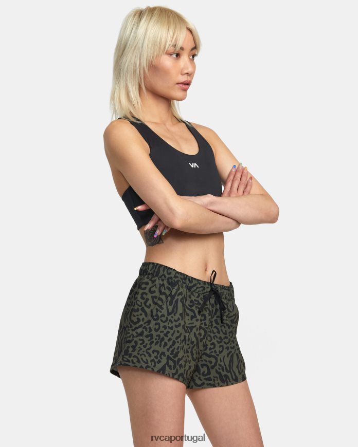 roupas RVCA mulheres shorts esportivos yogger de cintura baixa essencial va azeitona animal N00F2H1661