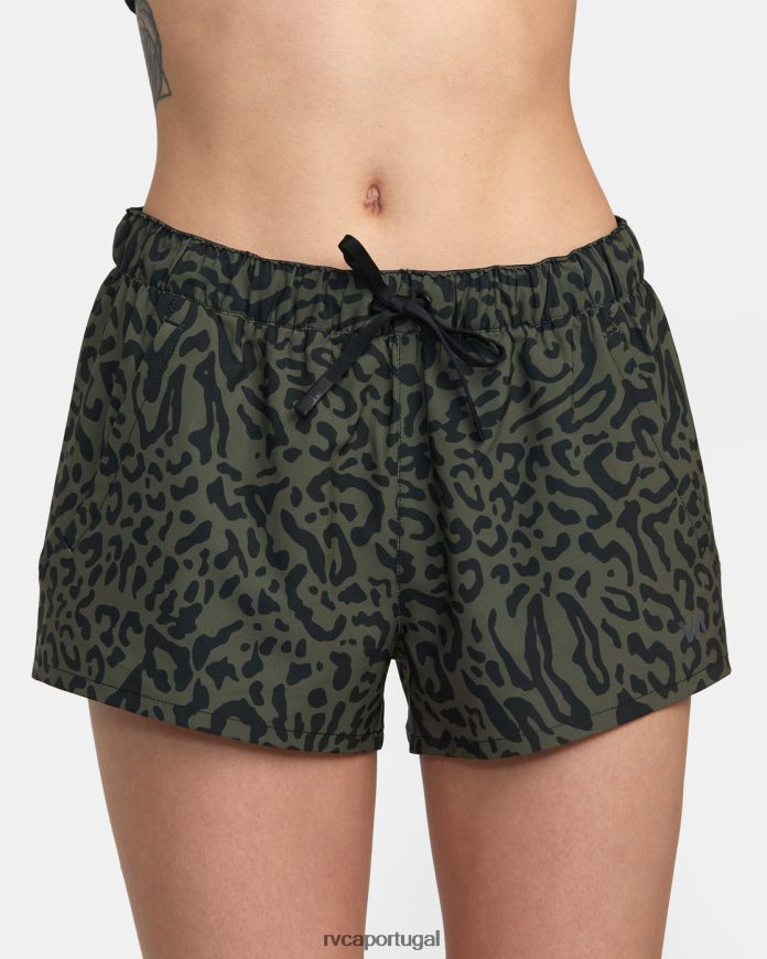 roupas RVCA mulheres shorts esportivos yogger de cintura baixa essencial va azeitona animal N00F2H1661
