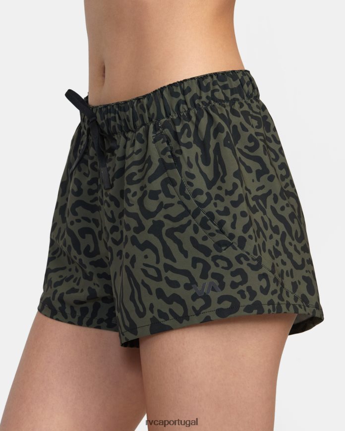 roupas RVCA mulheres shorts esportivos yogger de cintura baixa essencial va azeitona animal N00F2H1661