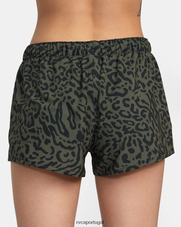 roupas RVCA mulheres shorts esportivos yogger de cintura baixa essencial va azeitona animal N00F2H1661