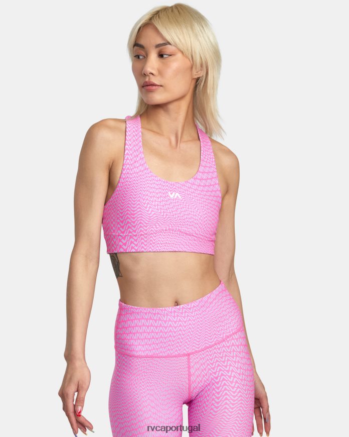 roupas RVCA mulheres sutiã esportivo va essencial de suporte médio motivo fluro N00F2H1379